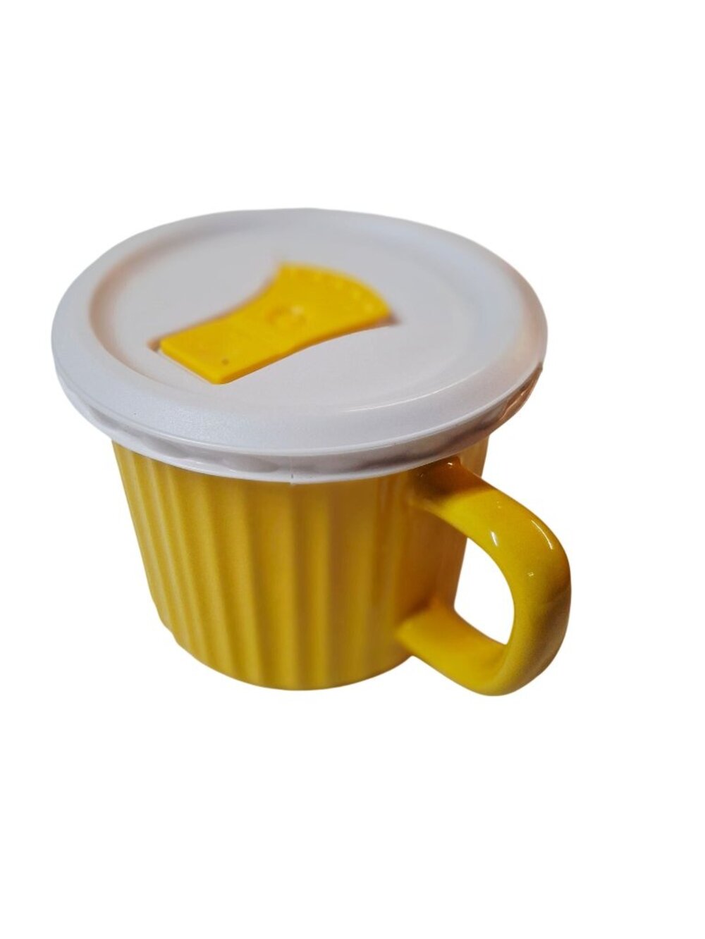 CorningWare Yellow Ceramic Mug With Lid 20 Oz Microwave & Oven Safe